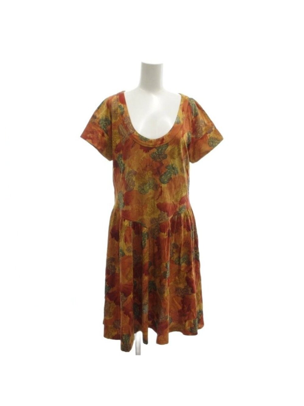 Fendi Dress All Over Print Round Neck Short Sleeve Knee-Length Large Mode Drape